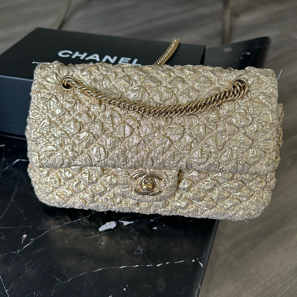 CHANEL GOLD SILK 2.55 classic * AUTHENTIC *